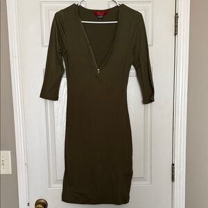 Olive Green Zip-up Dress